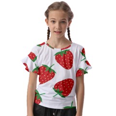 Seamless Pattern Fresh Strawberry Kids  Cut Out Flutter Sleeves by Salman4z