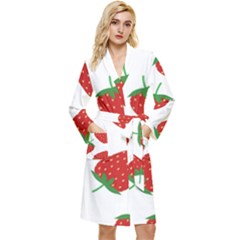 Seamless Pattern Fresh Strawberry Long Sleeve Velvet Robe by Salman4z