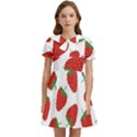 Seamless Pattern Fresh Strawberry Kids  Bow Tie Puff Sleeve Dress View1