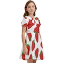 Seamless Pattern Fresh Strawberry Kids  Bow Tie Puff Sleeve Dress View2