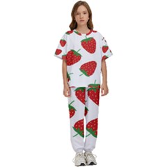 Seamless Pattern Fresh Strawberry Kids  Tee And Pants Sports Set by Salman4z