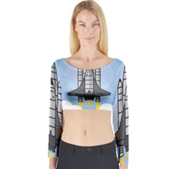 Rocket Shuttle Spaceship Science Long Sleeve Crop Top by Salman4z