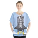 Rocket Shuttle Spaceship Science Batwing Chiffon Blouse View1