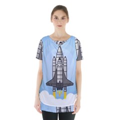 Rocket Shuttle Spaceship Science Skirt Hem Sports Top by Salman4z