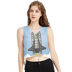 Rocket Shuttle Spaceship Science V-neck Cropped Tank Top by Salman4z