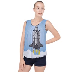 Rocket Shuttle Spaceship Science Bubble Hem Chiffon Tank Top by Salman4z