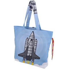 Rocket Shuttle Spaceship Science Drawstring Tote Bag by Salman4z