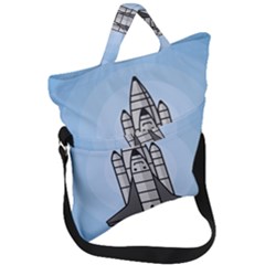 Rocket Shuttle Spaceship Science Fold Over Handle Tote Bag by Salman4z