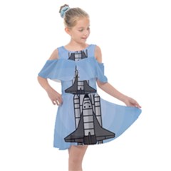 Rocket Shuttle Spaceship Science Kids  Shoulder Cutout Chiffon Dress by Salman4z