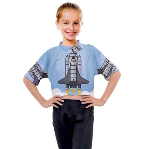 Rocket Shuttle Spaceship Science Kids Mock Neck Tee by Salman4z