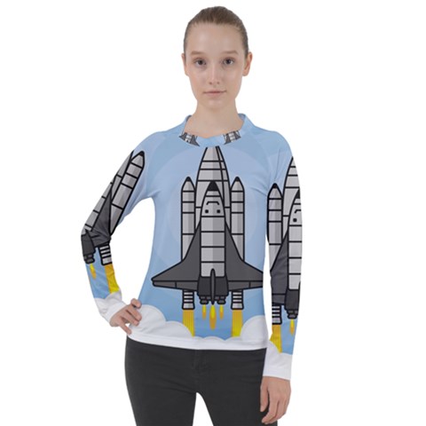 Rocket Shuttle Spaceship Science Women s Pique Long Sleeve Tee by Salman4z