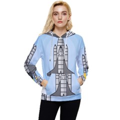 Rocket Shuttle Spaceship Science Women s Lightweight Drawstring Hoodie by Salman4z