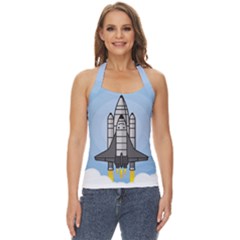 Rocket Shuttle Spaceship Science Basic Halter Top by Salman4z