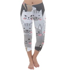 Cute Cats Seamless Pattern Capri Winter Leggings  by Salman4z