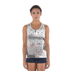 Cute Cats Seamless Pattern Sport Tank Top  by Salman4z