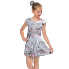 Cute Cats Seamless Pattern Kids  Cap Sleeve Dress by Salman4z