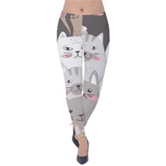 Cute Cats Seamless Pattern Velvet Leggings by Salman4z