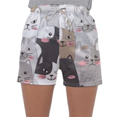 Cute Cats Seamless Pattern Sleepwear Shorts by Salman4z