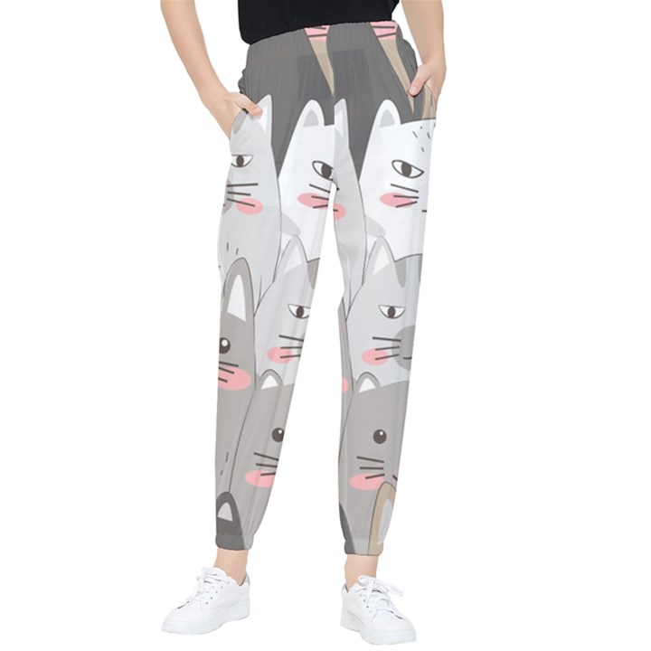 Cute Cats Seamless Pattern Women s Tapered Pants