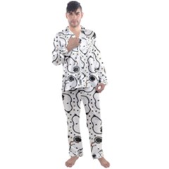 Dog Pattern Men s Long Sleeve Satin Pajamas Set by Salman4z