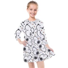 Dog Pattern Kids  Quarter Sleeve Shirt Dress by Salman4z