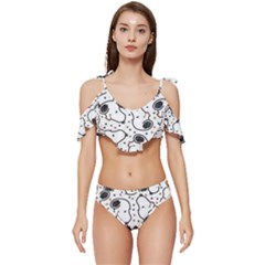 Dog Pattern Ruffle Edge Tie Up Bikini Set	 by Salman4z