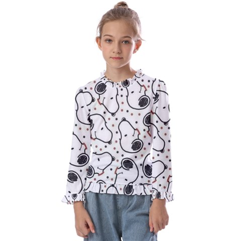 Dog Pattern Kids  Frill Detail Tee by Salman4z