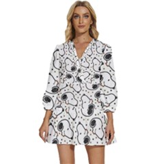 Dog Pattern V-neck Placket Mini Dress by Salman4z