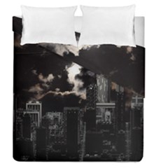 City Night Moon Skyline Skyscraper Duvet Cover Double Side (queen Size) by Salman4z