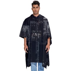 City Night Moon Skyline Skyscraper Men s Hooded Rain Ponchos by Salman4z