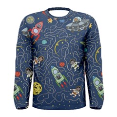 Cat Cosmos Cosmonaut Rocket Men s Long Sleeve Tee by Salman4z