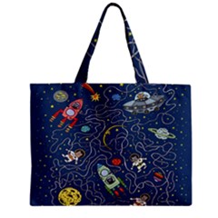 Cat Cosmos Cosmonaut Rocket Zipper Mini Tote Bag by Salman4z