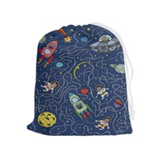 Cat Cosmos Cosmonaut Rocket Drawstring Pouch (xl) by Salman4z