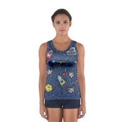 Cat Cosmos Cosmonaut Rocket Sport Tank Top  by Salman4z