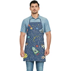 Cat Cosmos Cosmonaut Rocket Kitchen Apron by Salman4z