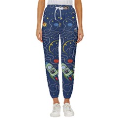 Cat Cosmos Cosmonaut Rocket Women s Cropped Drawstring Pants by Salman4z