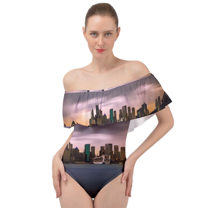 Sydney Australia Travel Oceania Off Shoulder Velour Bodysuit 