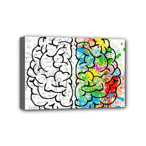 Brain Mind Psychology Idea Drawing Mini Canvas 6  X 4  (stretched) by Salman4z