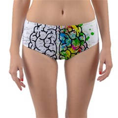 Brain Mind Psychology Idea Drawing Reversible Mid-waist Bikini Bottoms by Salman4z