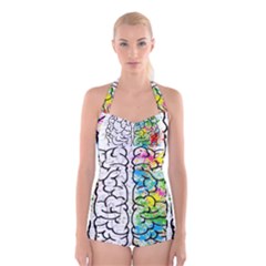 Brain Mind Psychology Idea Drawing Boyleg Halter Swimsuit  by Salman4z