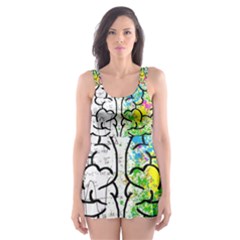 Brain Mind Psychology Idea Drawing Skater Dress Swimsuit by Salman4z