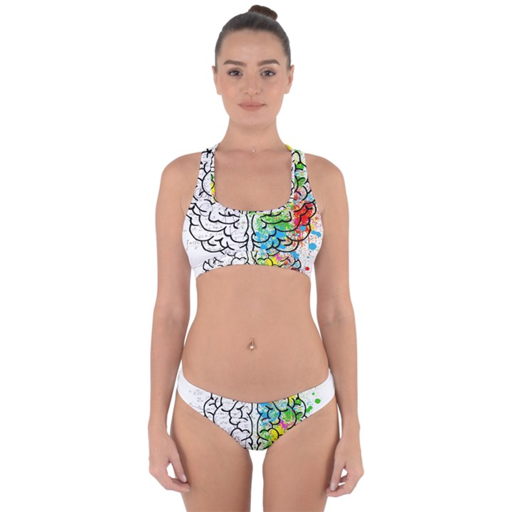 Brain Mind Psychology Idea Drawing Cross Back Hipster Bikini Set