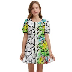 Brain Mind Psychology Idea Drawing Kids  Short Sleeve Dolly Dress by Salman4z