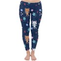 Cute Astronaut Cat With Star Galaxy Elements Seamless Pattern Classic Winter Leggings View1