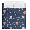 Cute Astronaut Cat With Star Galaxy Elements Seamless Pattern Duvet Cover Double Side (Queen Size) View1