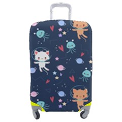 Cute Astronaut Cat With Star Galaxy Elements Seamless Pattern Luggage Cover (medium) by Salman4z