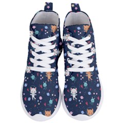 Cute Astronaut Cat With Star Galaxy Elements Seamless Pattern Women s Lightweight High Top Sneakers by Salman4z