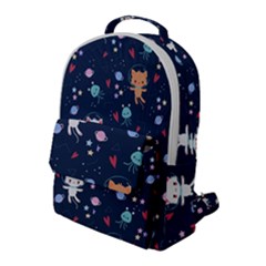 Cute Astronaut Cat With Star Galaxy Elements Seamless Pattern Flap Pocket Backpack (large) by Salman4z