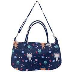 Cute Astronaut Cat With Star Galaxy Elements Seamless Pattern Removable Strap Handbag by Salman4z