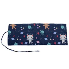 Cute Astronaut Cat With Star Galaxy Elements Seamless Pattern Roll Up Canvas Pencil Holder (s) by Salman4z